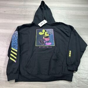 NEW Neff Disney Mickey Mouse Hoodie Mens Large Black Graphic Pullover Sweatshirt